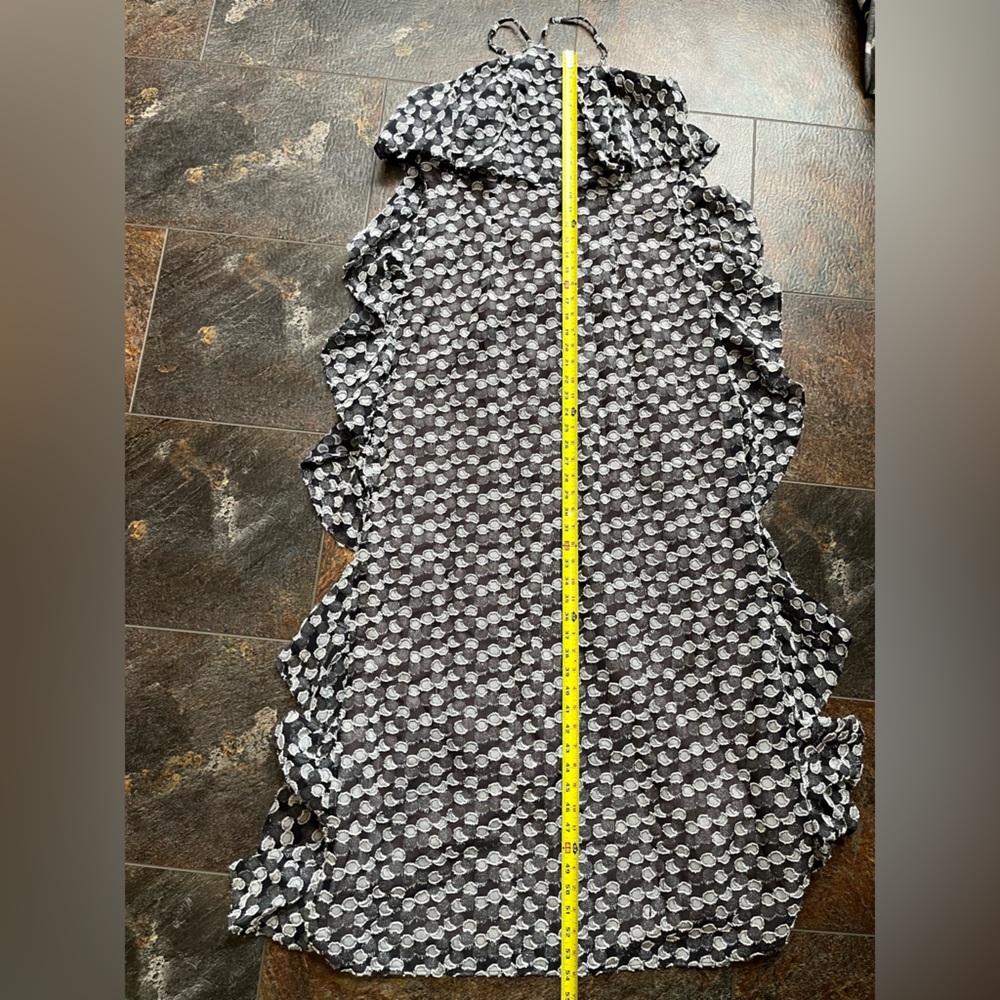 New Badgley Mischka Jewel Alix black silver popover ruffle maxi dress. Size 10 - Picture 13 of 15